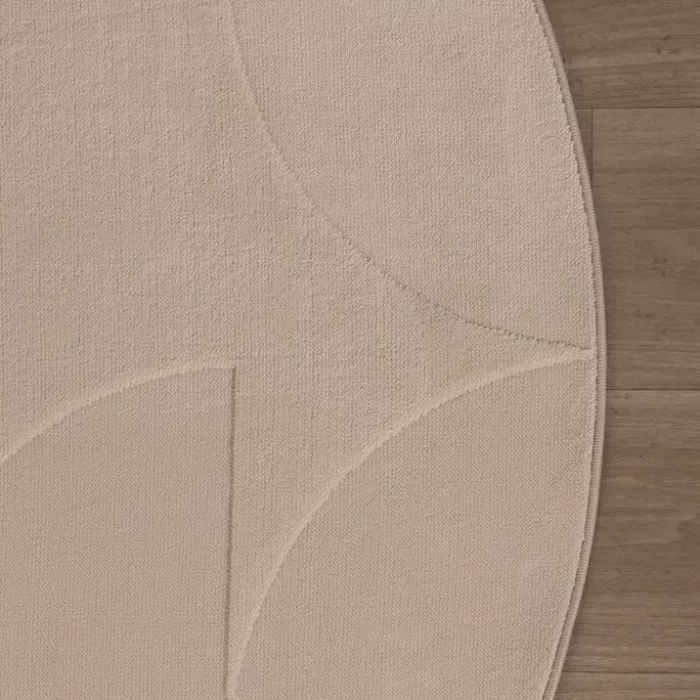Runder Teppich Wohnzimmer - Charm Circles Beige