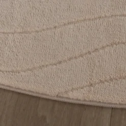 Runder Teppich Wohnzimmer - Charm Waves Beige
