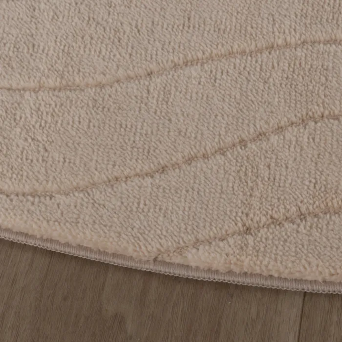 Runder Teppich Wohnzimmer - Charm Waves Beige