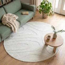 Runder Teppich Wohnzimmer - Charm Shapes Weiß
