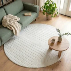 Runder Teppich Wohnzimmer - Charm Arches Weiß
