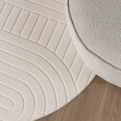 Runder Teppich Wohnzimmer - Charm Arches Weiß