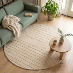 Runder Teppich Wohnzimmer - Charm Arches Beige