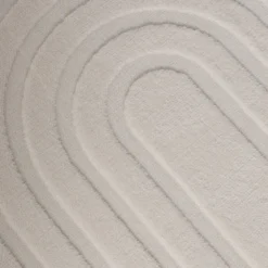 Runder Teppich Wohnzimmer - Charm Curves Weiß