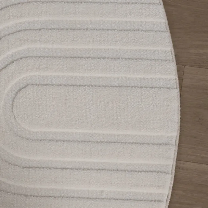 Runder Teppich Wohnzimmer - Charm Curves Weiß