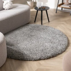 Runder Wohnzimmer Teppich - Yves Grau