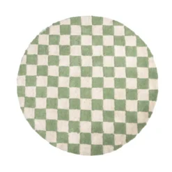 Rund Retro Teppich - Gambit Grün Weiß
