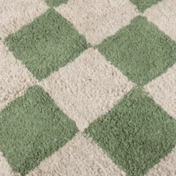 Rund Retro Teppich - Gambit Grün Weiß
