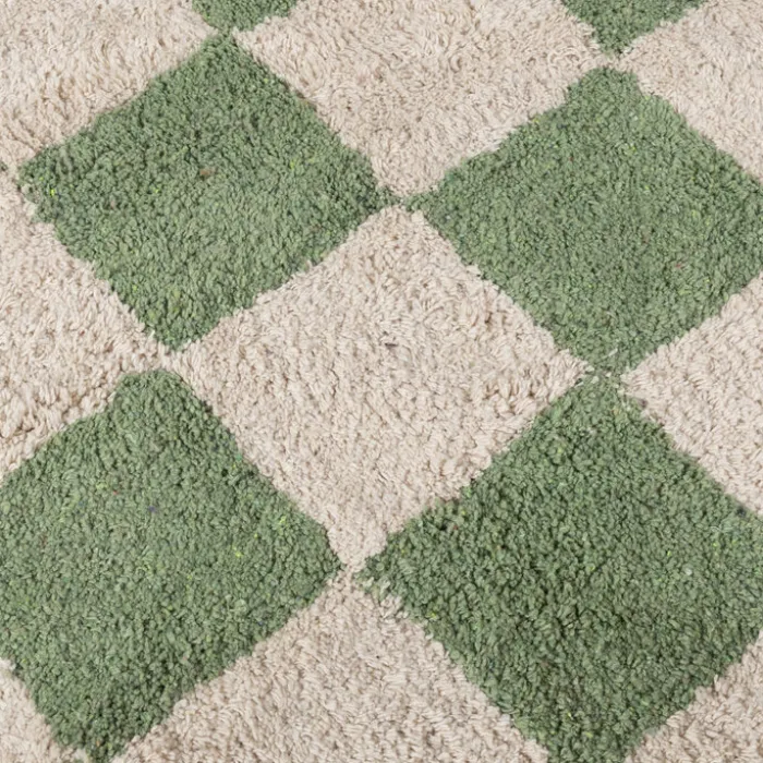 Rund Retro Teppich - Gambit Grün Weiß