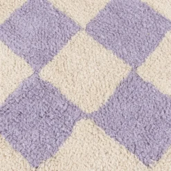 Rund Retro Teppich - Gambit Lila Weiß