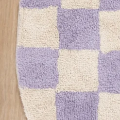 Rund Retro Teppich - Gambit Lila Weiß