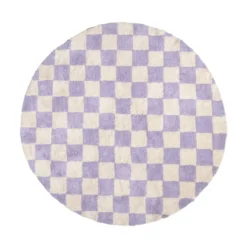 Rund Retro Teppich - Gambit Lila Weiß