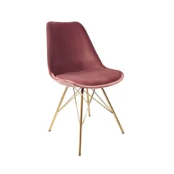 Samtstuhl Rosa - Gold Gestell