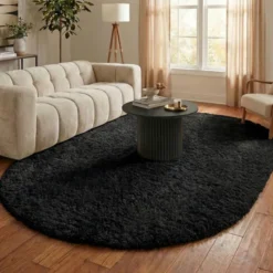 Shaggy Teppich Oval - Blaze Schwarz - 160x230cm