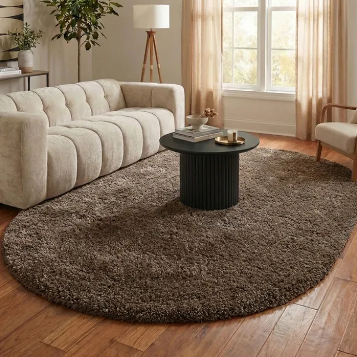 Shaggy Teppich Oval - Blaze Taupe - 160x230cm