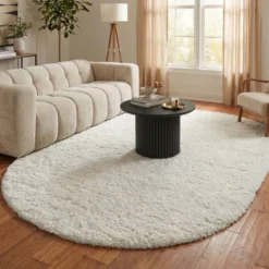 Shaggy Teppich Oval - Blaze Weiß - 160x230cm