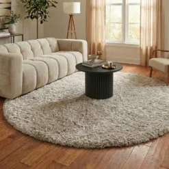Shaggy Teppich Rund - Blaze Beige Grau