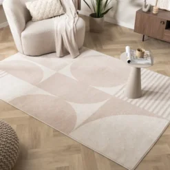 Skandinavischer Teppich - Aurora Circles Beige