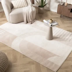 Skandinavischer Teppich - Aurora Shapes Beige