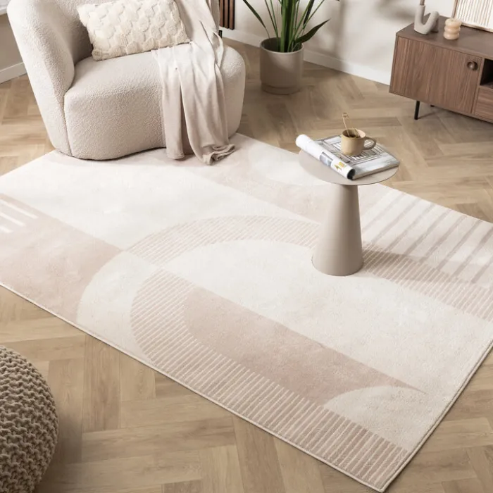 Skandinavischer Teppich - Aurora Shapes Beige