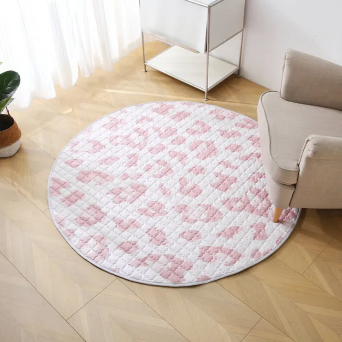 Spielteppich Baby Rund - Noa Panter-Druck Rosa - Ø 150cm