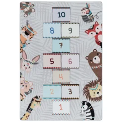 Spielteppich - Pleun Animals Hopscotch Grau