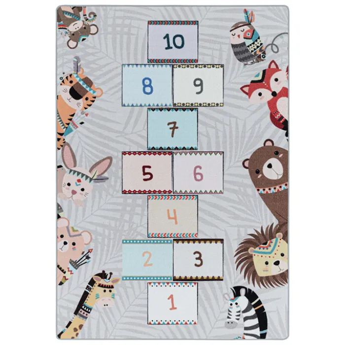 Spielteppich - Pleun Animals Hopscotch Grau