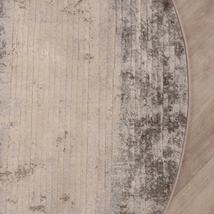 Teppich Abstrakt Rund - Xavier Scratch Taupe Grau