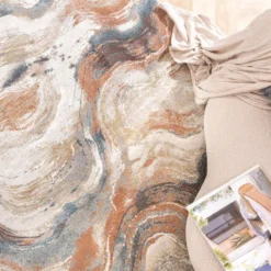 Teppich Abstrakt - Xavier Wave Blau Rot