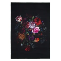 Teppich Floral - Florine Schwarz Rosa