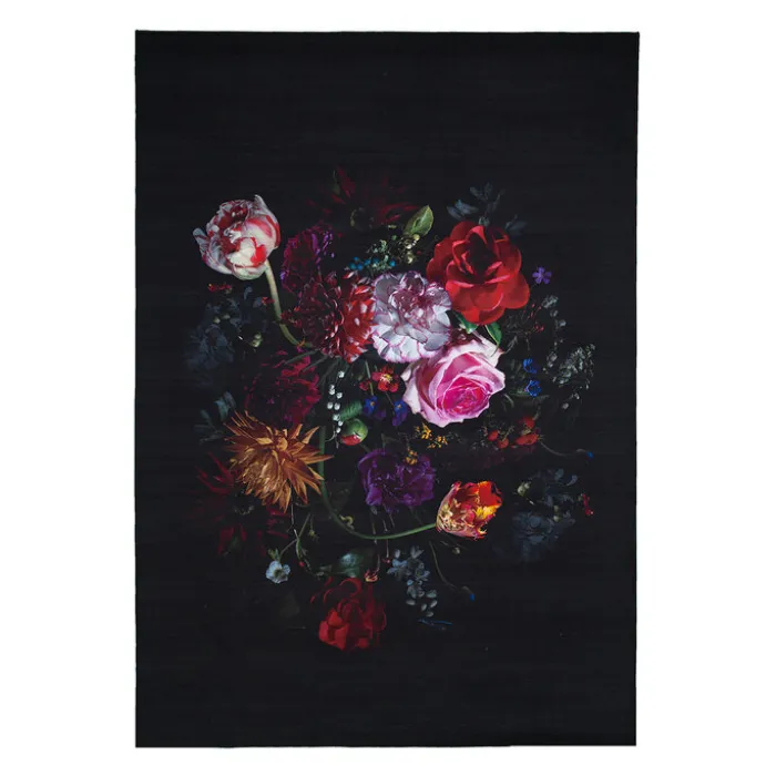 Teppich Floral - Florine Schwarz Rosa
