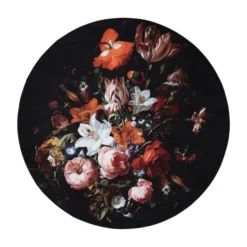 Teppich Floral Rund - Florine Schwarz Orange