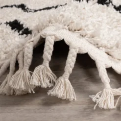 Teppich Hochflor - Grand Diamond Weave Creme Schwarz