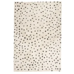 Teppich Hochflor - Grand Dots Creme Schwarz