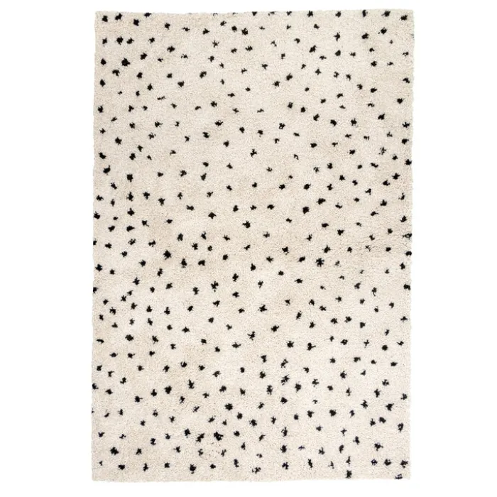 Teppich Hochflor - Grand Dots Creme Schwarz