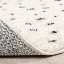 Teppich Hochflor - Grand Dots Creme Schwarz