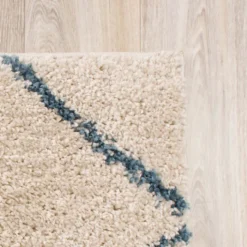 Teppich Hochflor - Grand Lines Creme Blau