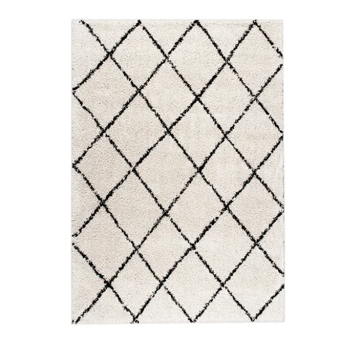Teppich Hochflor - Grand Lines Creme Schwarz