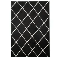 Teppich Hochflor - Grand Lines Schwarz Creme