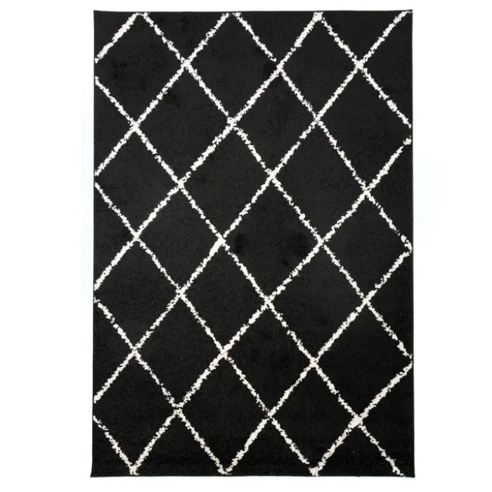 Teppich Hochflor - Grand Lines Schwarz Creme