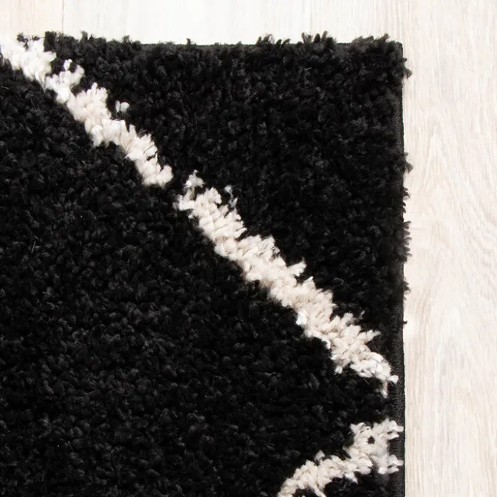 Teppich Hochflor - Grand Lines Schwarz Creme