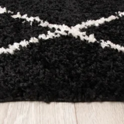 Teppich Hochflor - Grand Lines Schwarz Creme