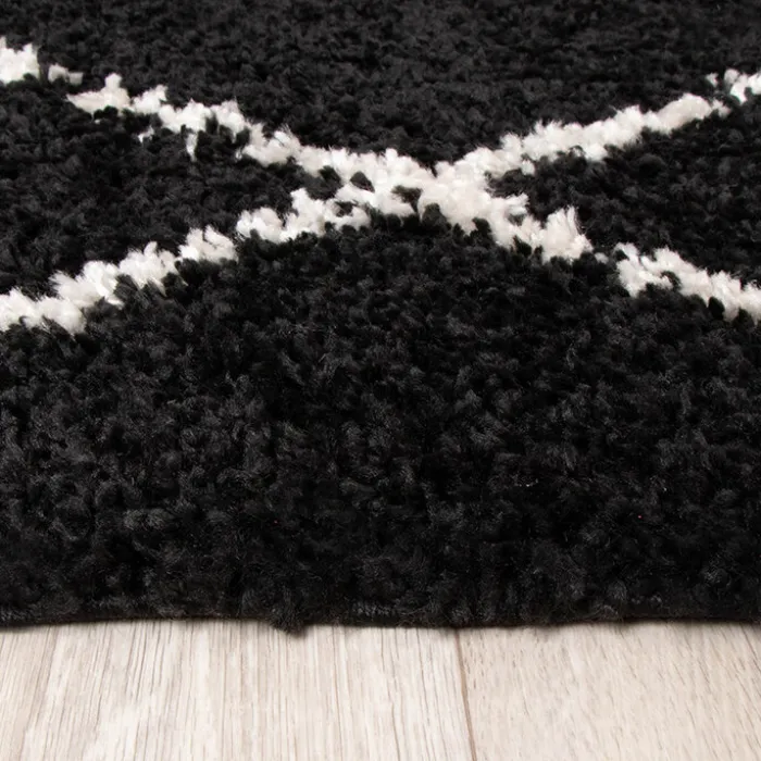 Teppich Hochflor - Grand Lines Schwarz Creme