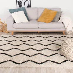 Teppich Hochflor - Grand Moves Creme Schwarz