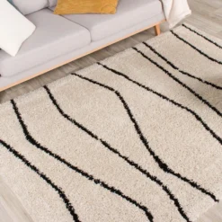 Teppich Hochflor - Grand Wire Creme Schwarz