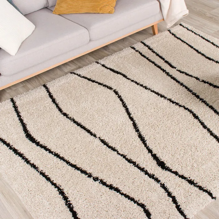 Teppich Hochflor - Grand Wire Creme Schwarz