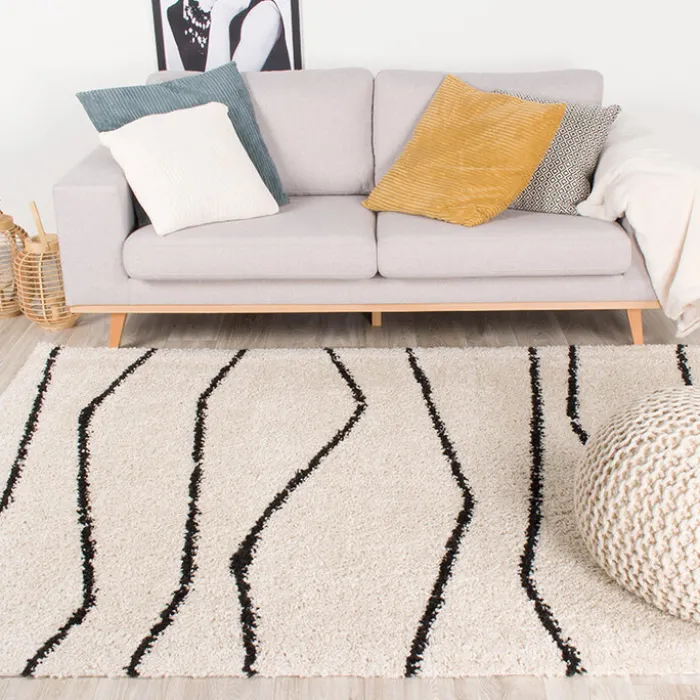 Teppich Hochflor - Grand Wire Creme Schwarz
