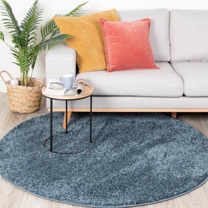 Teppich Hochflor Rund - Lofty Blau
