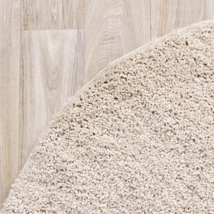 Teppich Hochflor Rund - Lofty Creme Weiß