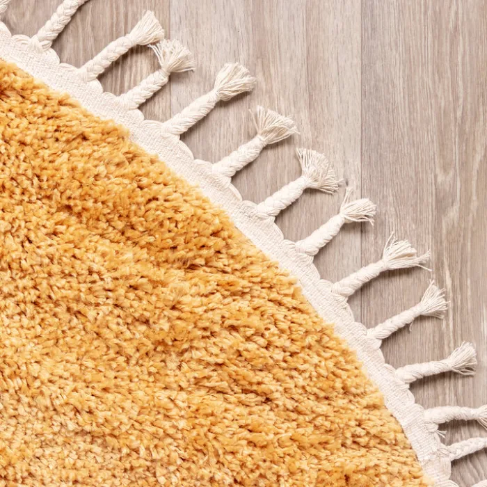 Teppich Hochflor Rund - Lofty Fringe Gelb